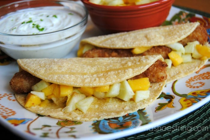 Fish Tacos with Mango Salsa and Lime Cream