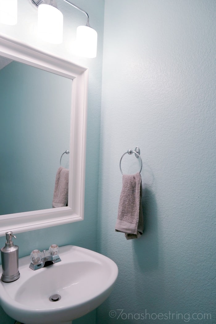 DIY powder bathroom makeover new mirror