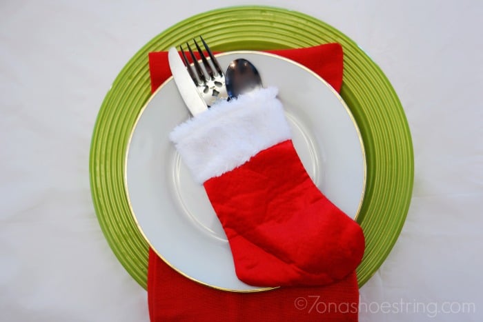 Christmas stocking as silverware holder