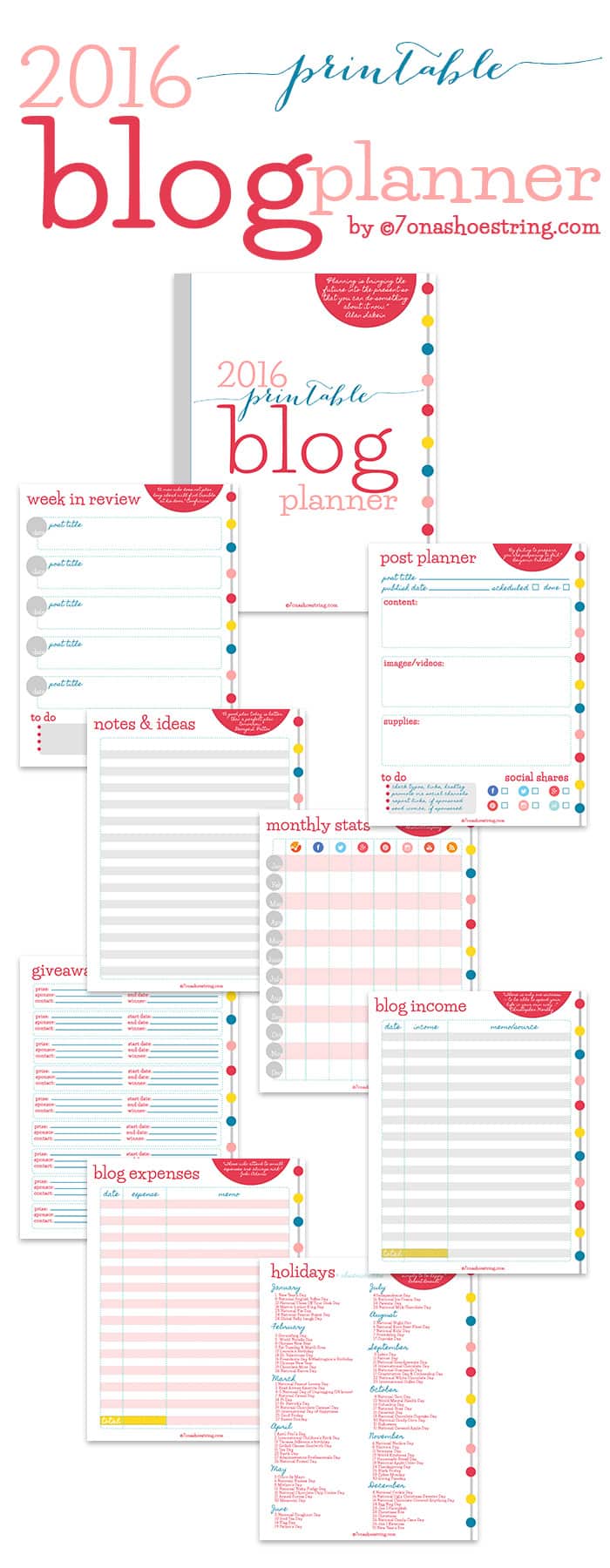 2016 Blog Planner