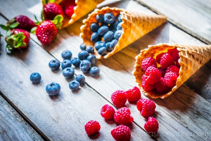 Berries in waffle cones Berries in waffle cones