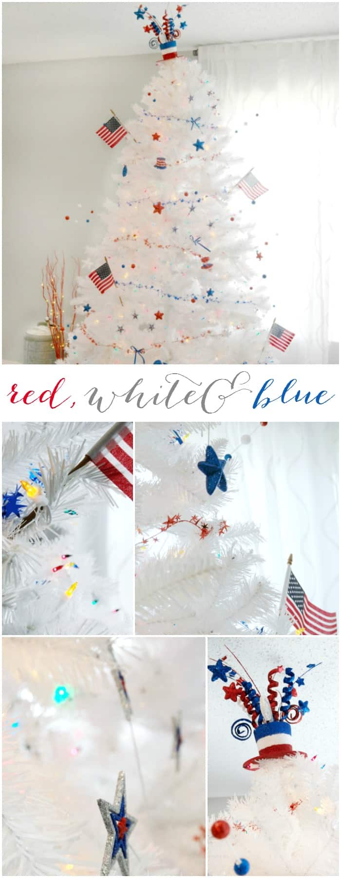 Red White & Blue Patriotic Christmas Tree Red White & Blue Patriotic Christmas Tree