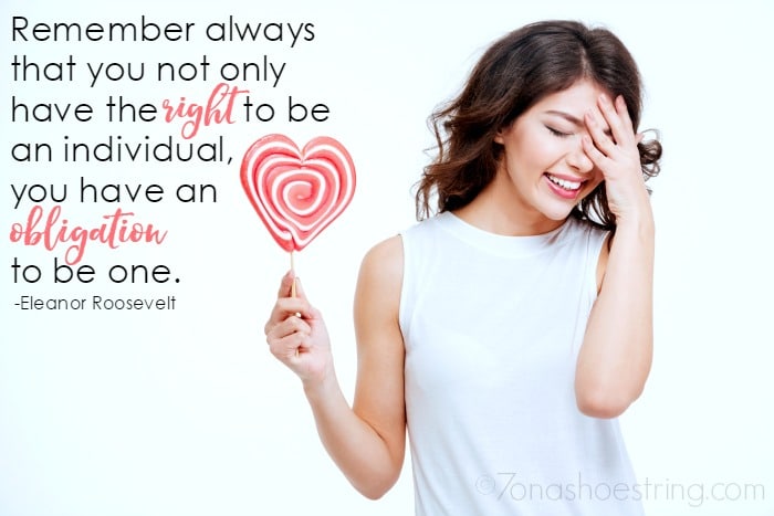 Remember always that you not only have the right to be an individual, you have an obligation to be one - Eleanor Roosevelt 