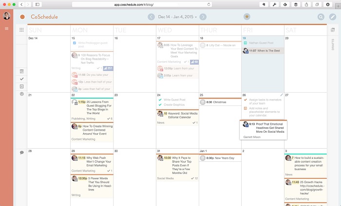 CoSchedule calendar