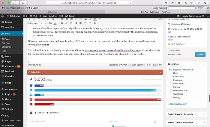 CoSchedule edit post