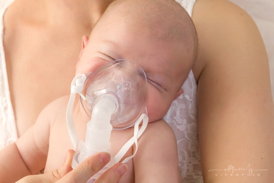 baby using a nebulizer