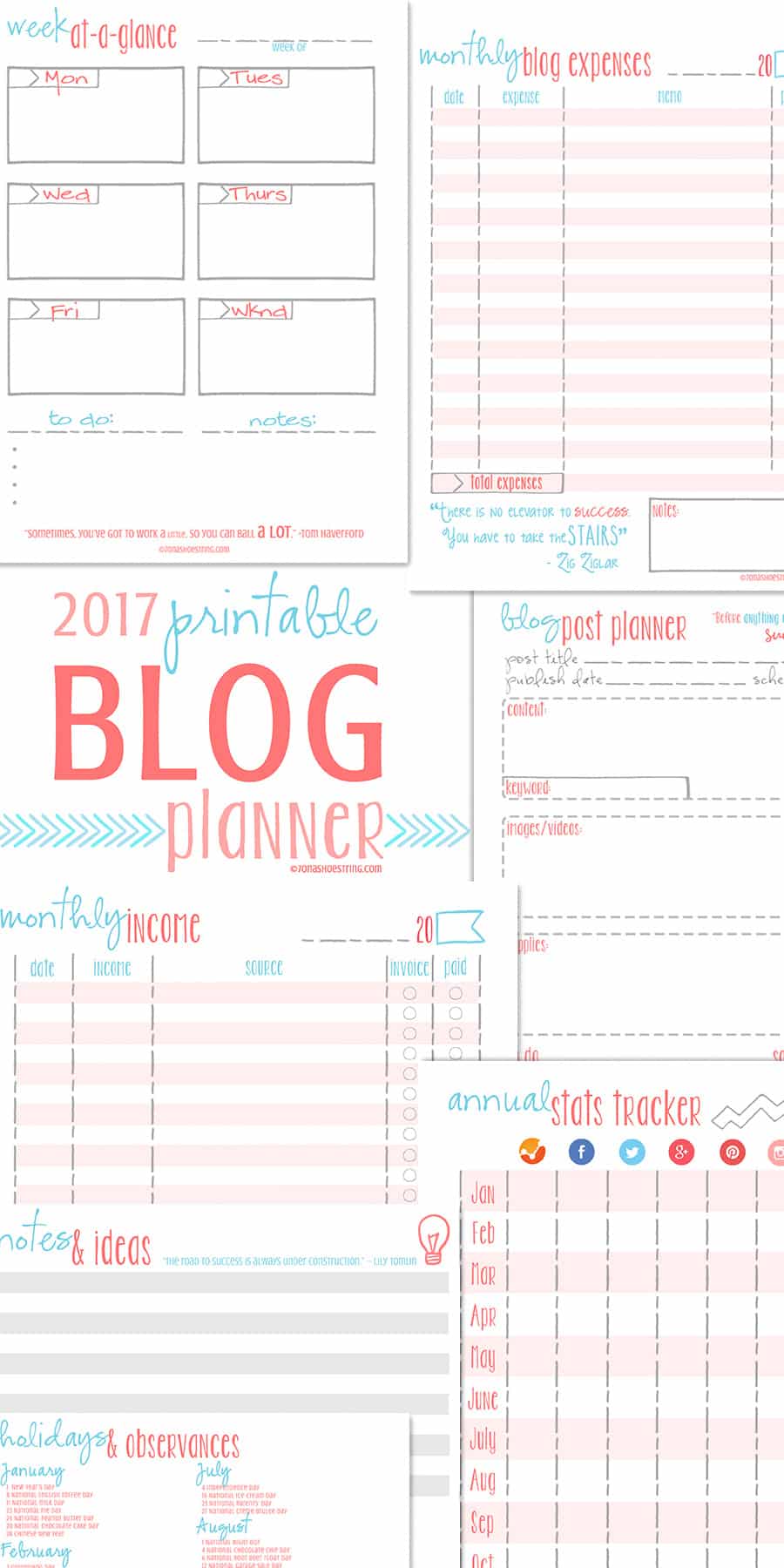2017 Printable Blog Planner