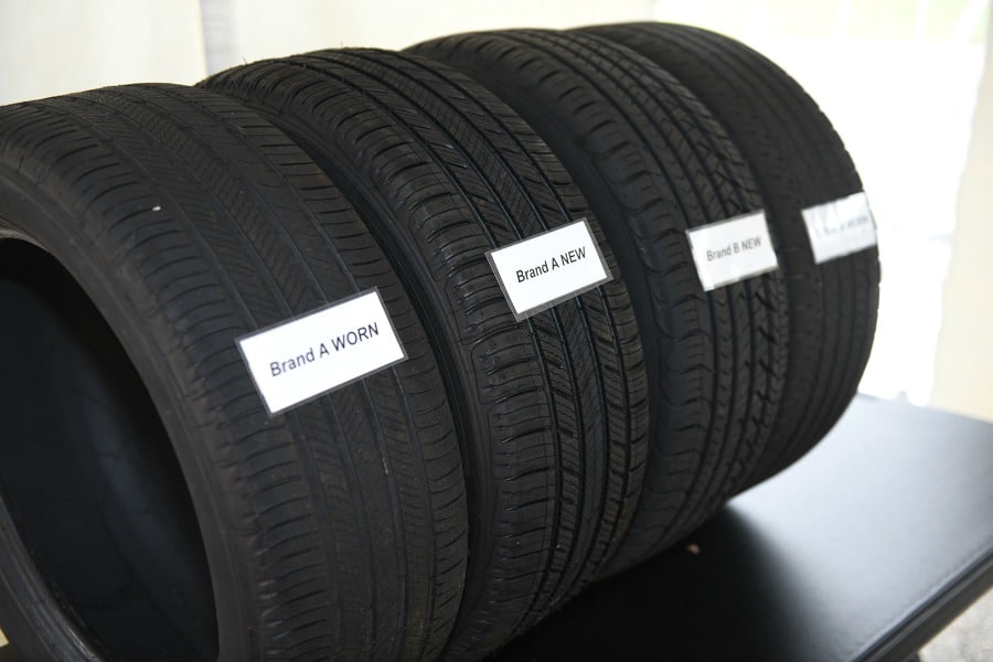 Michelin new and worn tires