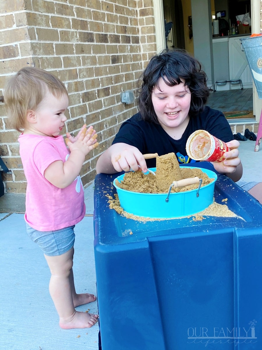 homemade sand box play